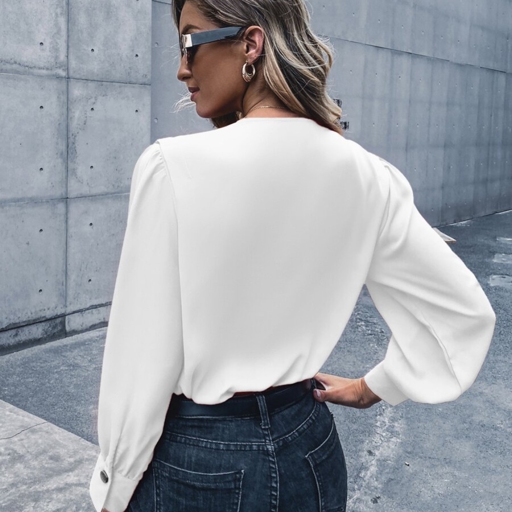 black classic v neck surplice bodysuit work - Picture 8 of 13